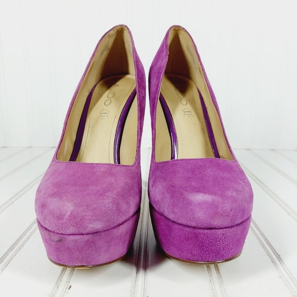 ALDO  Suede Leather Pink Platform Heel Pumps H110 - Picture 3 of 13